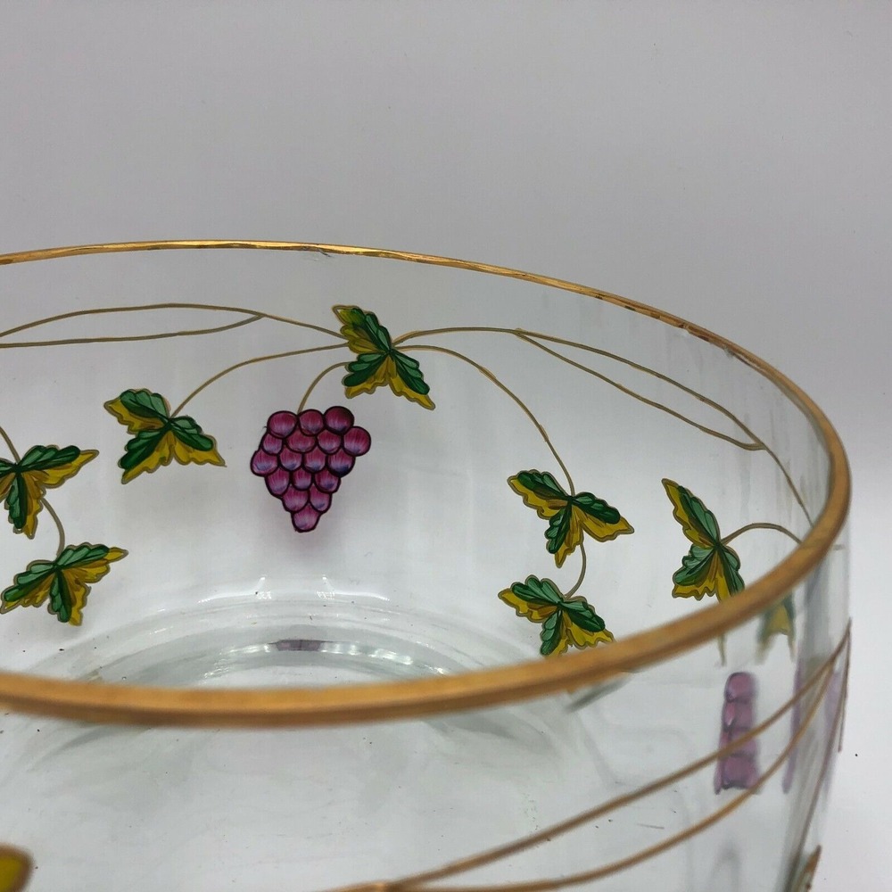 CRYSTAL CLEAR HANDCRAFTED BOWL GRAPE DESIGN MADE IN ROMANIA - Picture 4 of 11